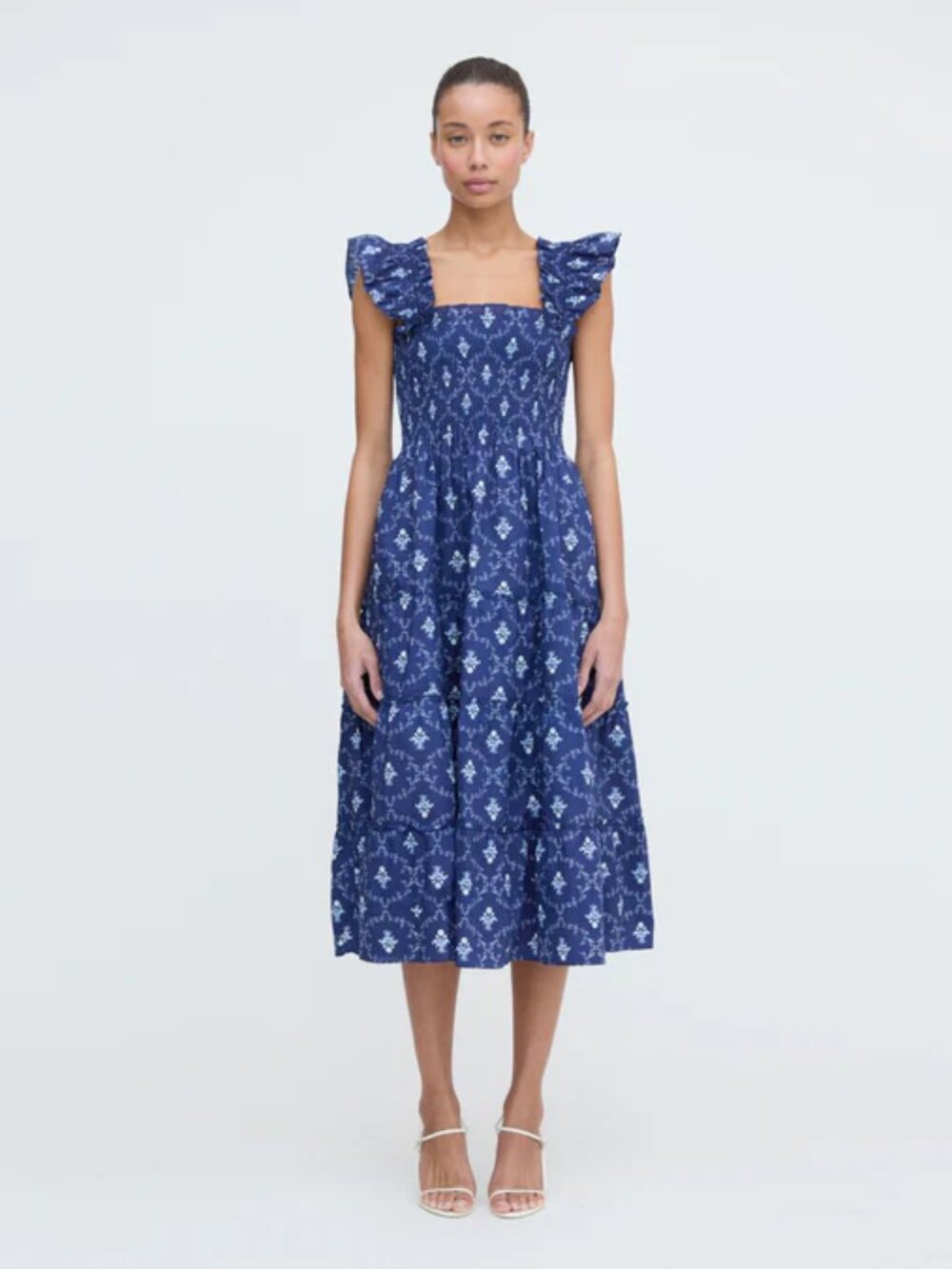 Hill House Home Ellie Nap Dress in Navy Trellis